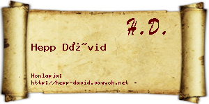 Hepp Dávid névjegykártya